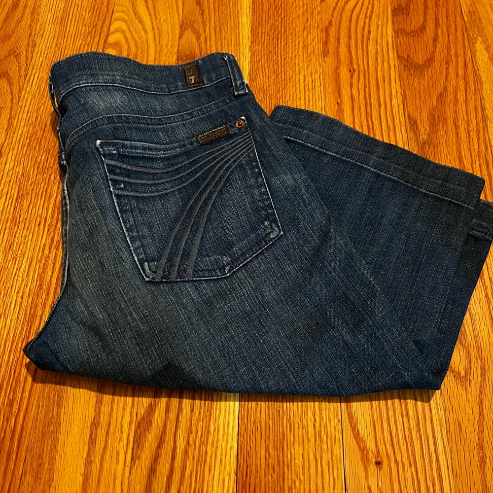 7 For All Mankind Blue Denim Cropped